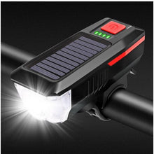 Carregar imagem no visualizador da galeria, Farol de Bicicleta com Energia Solar, Lâmpada Recarregável à Prova D'água