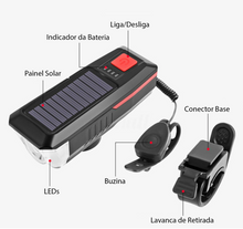 Carregar imagem no visualizador da galeria, Farol de Bicicleta com Energia Solar, Lâmpada Recarregável à Prova D&#39;água
